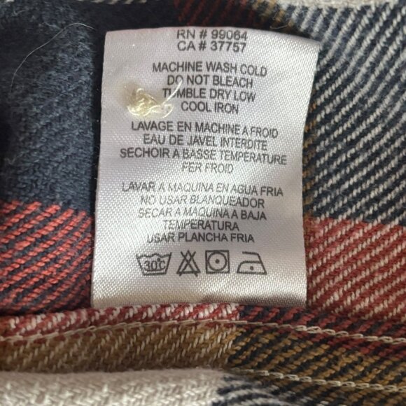 RVCA Telltale Shirt Red Ochre Plaid Long Sleeve Flannel Shirt L Regular Fit - Picture 8 of 8